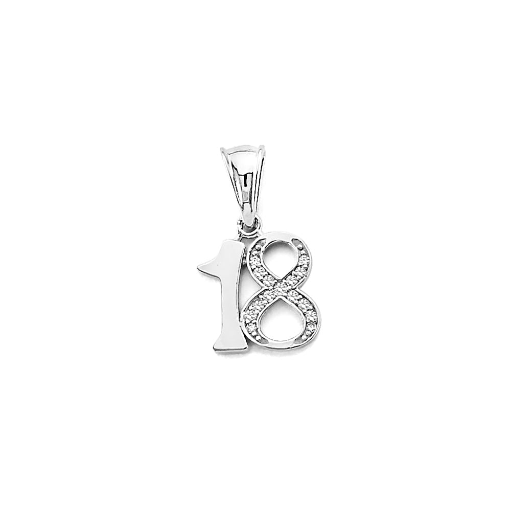 14K White Gold 18 Pendant with Cubic Zirconia
