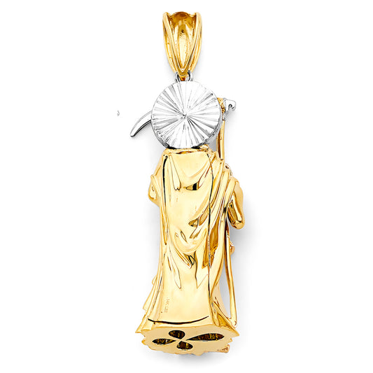 14K Tri-Color Gold Santa Muerte Pendant