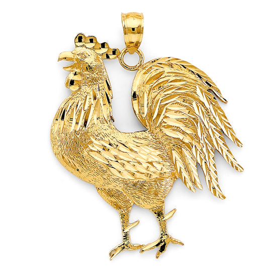 14K Yellow Gold Rooster Pendant