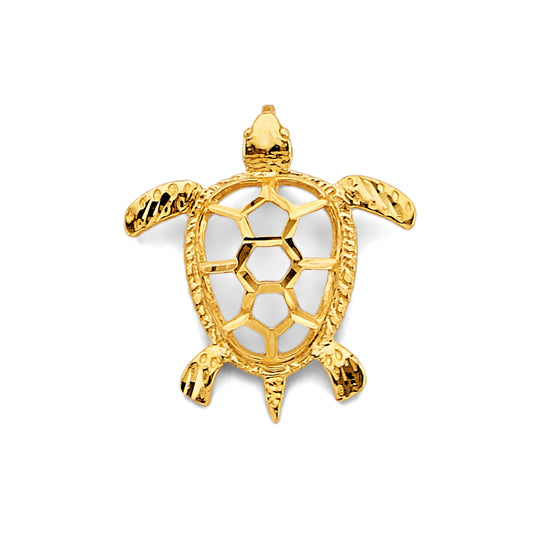 14K Yellow Gold Filigree Turtle Pendant aprox 1" Tall