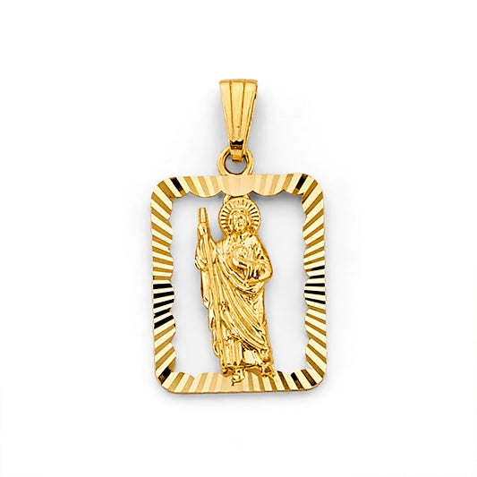 14K Yellow Gold Saint Jude Open Frame Pendant