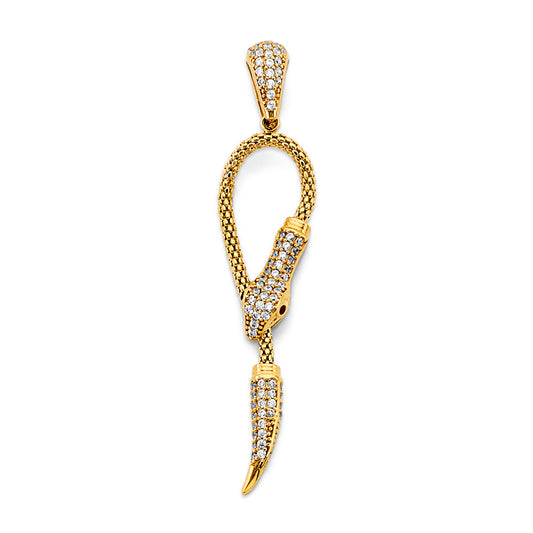14K Yellow Gold Snake Design CZ Pendant