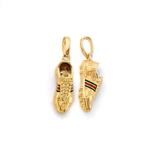 14K Yellow Gold Double Sided / Reversible Soccer Shoe Pendant