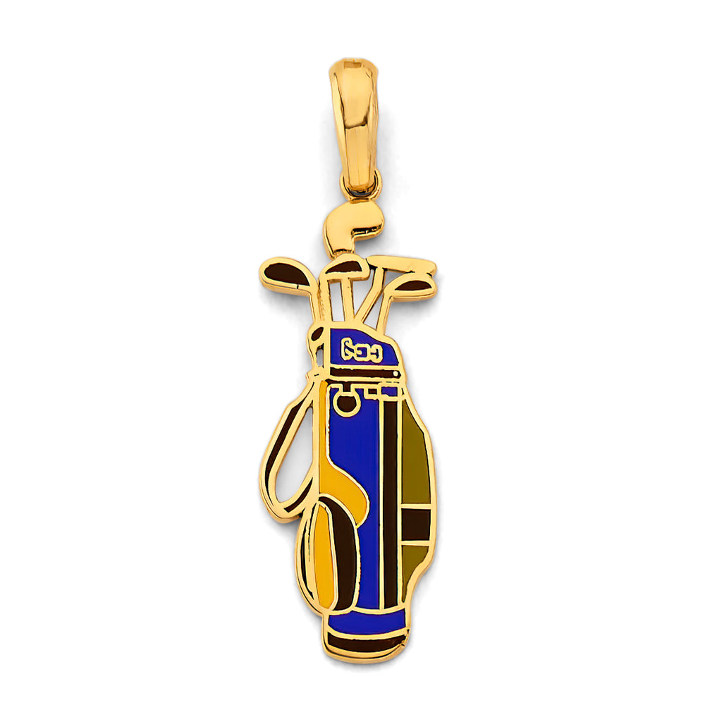14K Yellow Gold Golf Bag Enamel Pendant
