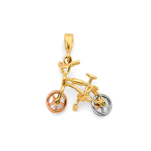 14K Tri-Color Gold Bicycle Pendant