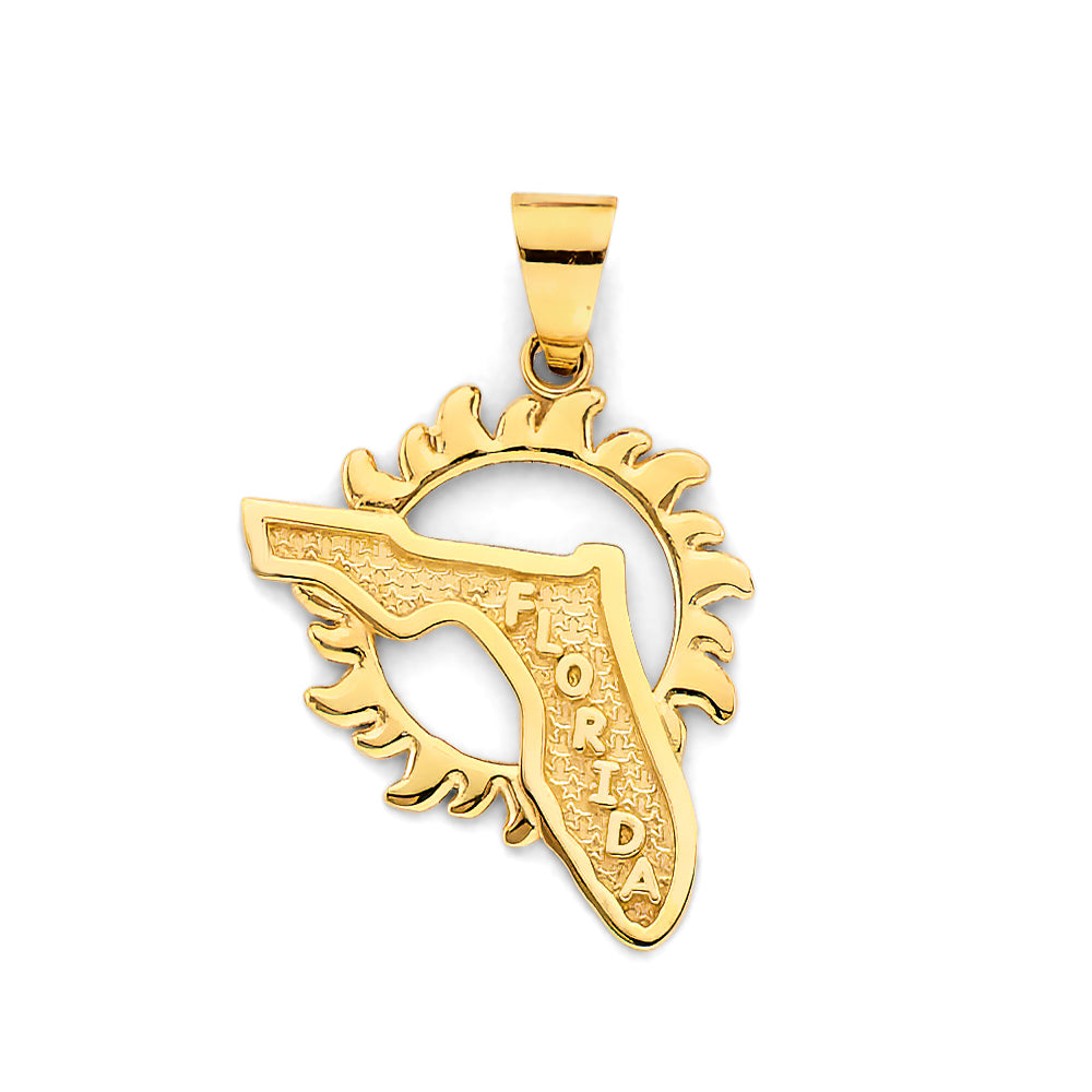 14K Yellow Gold Florida State Sunburst Pendant