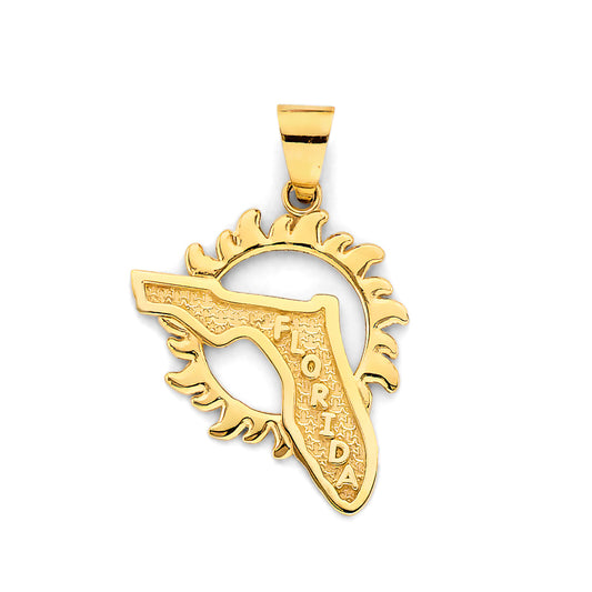 14K Yellow Gold Florida State Sunburst Pendant