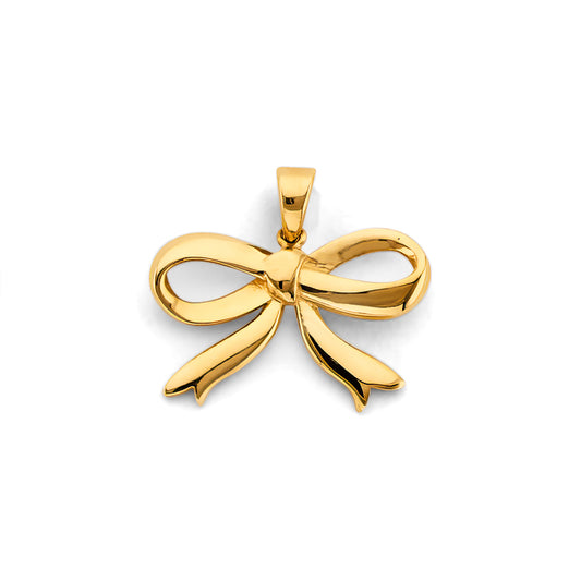 14K Yellow Gold Bow Ribbon Pendant