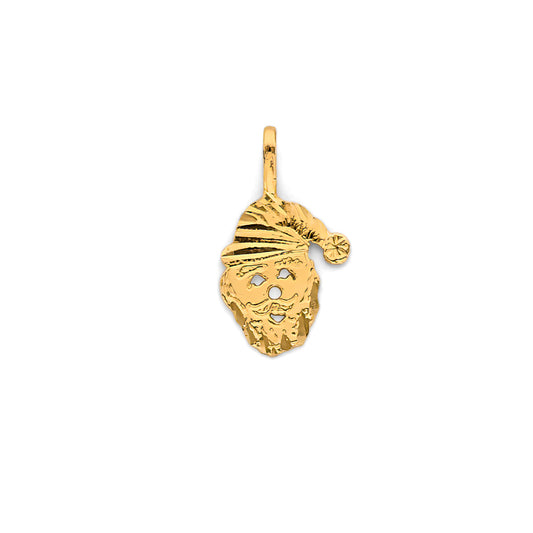 14K Yellow Gold Santa Claus Face Pendant