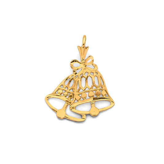 14K Yellow Gold Filigree Double Bell Pendant