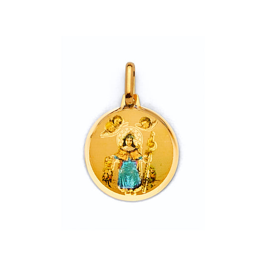 14K Yellow Gold Holy Infant of Atocha Enamel Medal Pendant with Large Bail