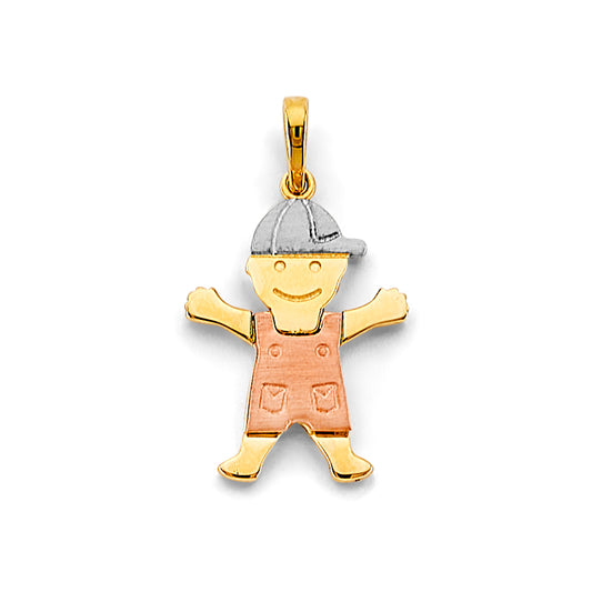 14K Tri-Color Gold Little Boy Pendant