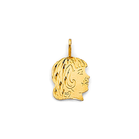 14K Yellow Gold Girl Silhouette Pendant