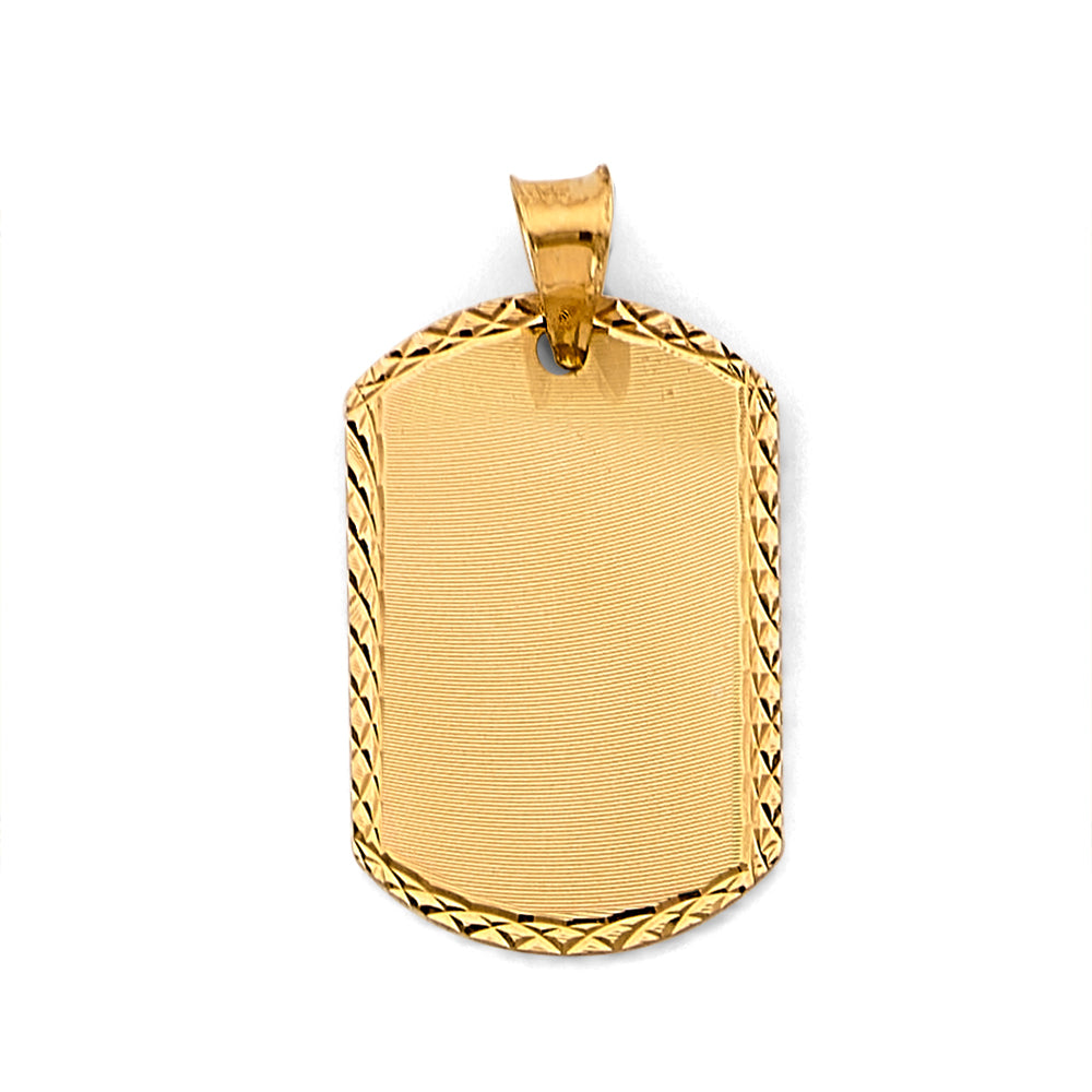 14K Yellow Gold Engravable Dog Tag Pendant