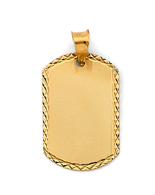 14K Yellow Gold Engravable Dog Tag Pendant