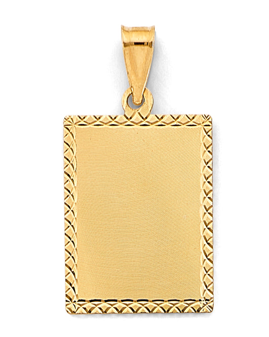 14K Yellow Gold Square Engravable / Personalizable Dog Tag Pendant