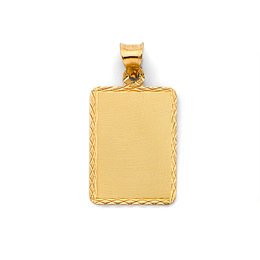 14K Yellow Gold Square Engravable / Personalizable Dog Tag Pendant