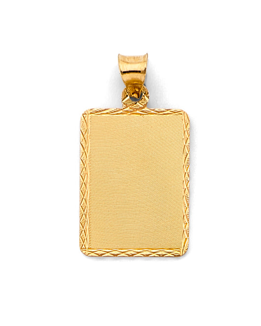 14K Yellow Gold Square Engravable / Personalizable Dog Tag Pendant