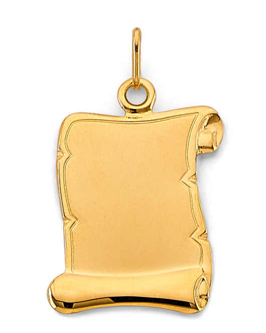 14K Yellow Gold Engravable / Personalizable Scroll Pendant