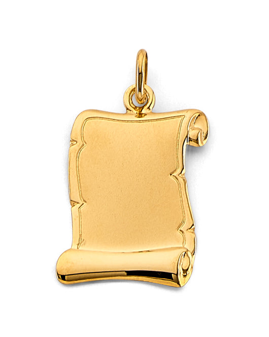 14K Yellow Gold Engravable / Personalizable Scroll Pendant