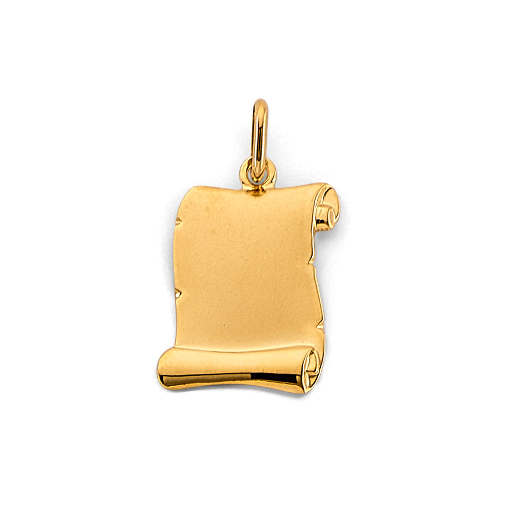 14K Yellow Gold Engravable / Personalizable Scroll Pendant