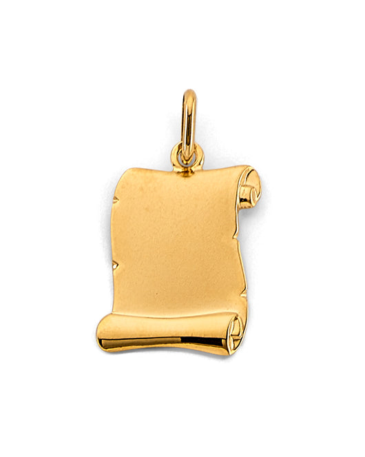 14K Yellow Gold Engravable / Personalizable Scroll Pendant