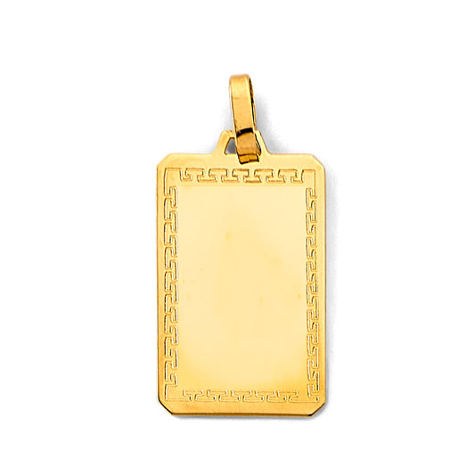 14K Yellow Gold Greek Key Engravable / Personalizable Rectangular Pendant