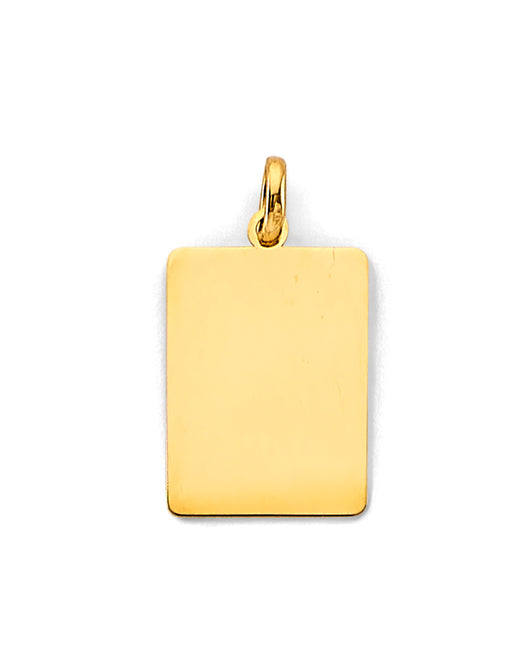 14K Yellow Gold Plain Engravable / Personalizable Rectangular Pendant