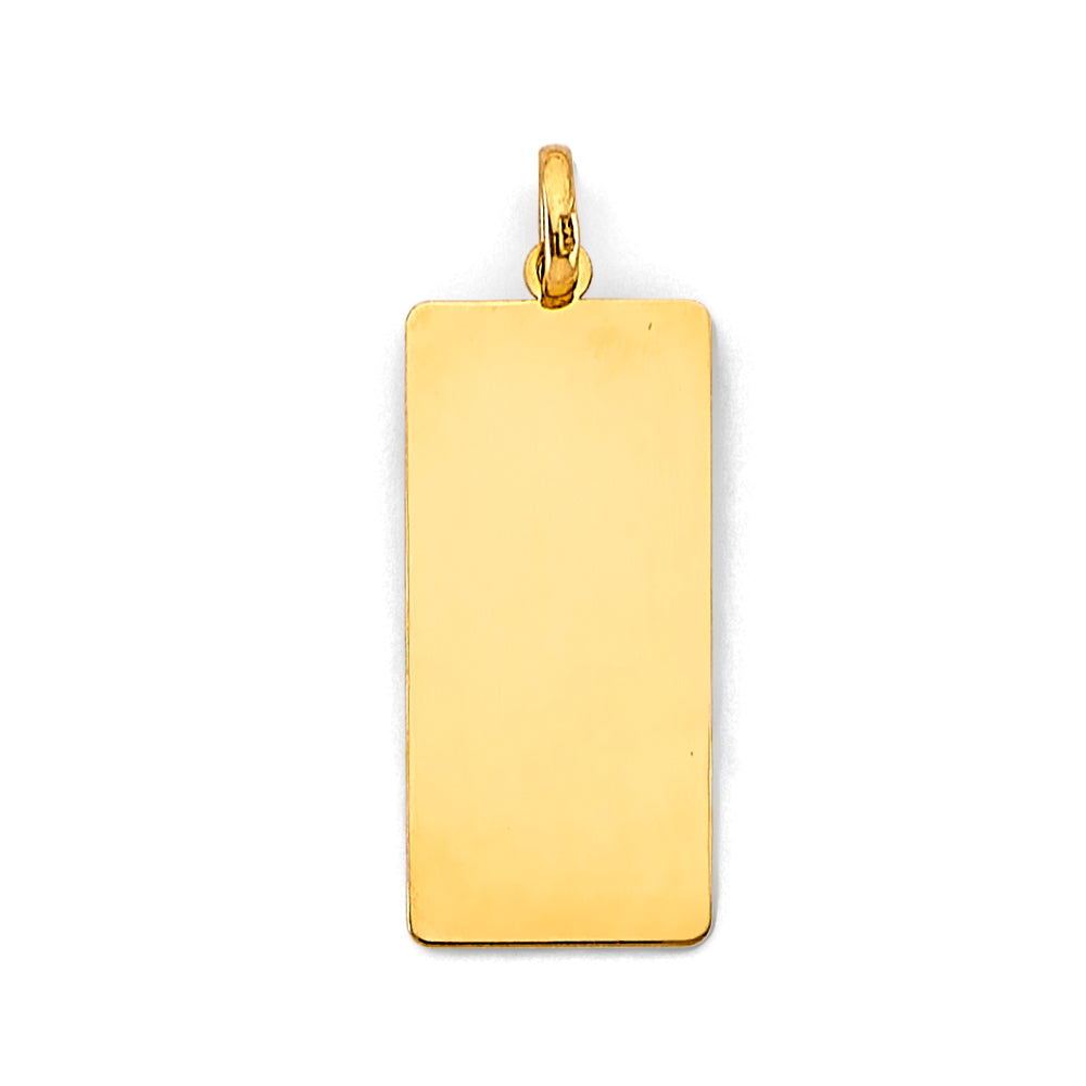 14K Yellow Gold Plain Engravable / Personalizable Vertical Rectangle Pendant