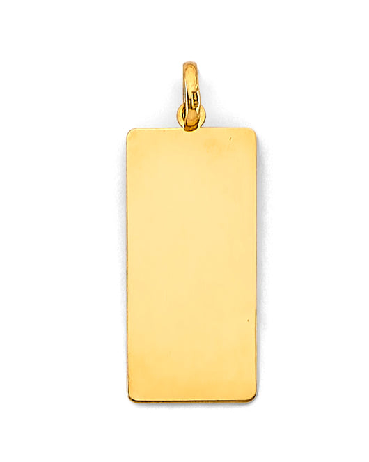 14K Yellow Gold Plain Engravable / Personalizable Vertical Rectangle Pendant
