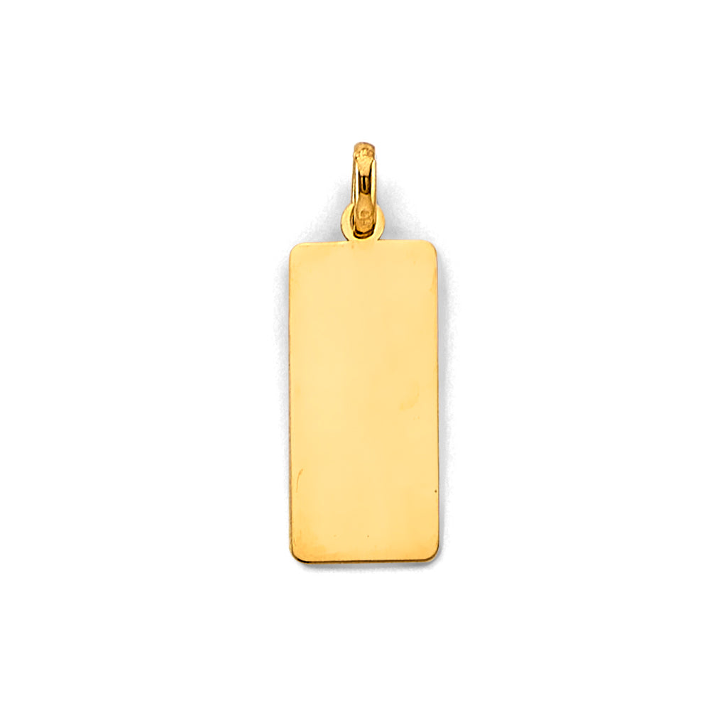 14K Yellow Gold Plain Engravable / Personalizable Vertical Rectangle Pendant