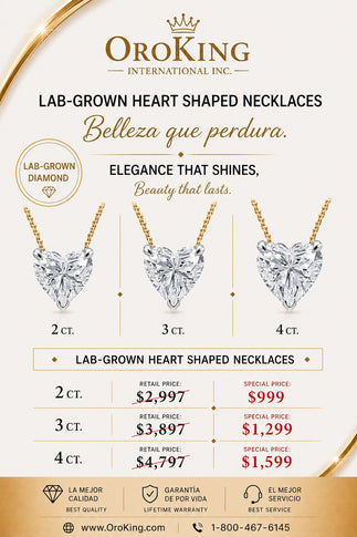 Women's 14K Gold Certified Lab-Grown Diamond Heart Shaped Pendant Necklace 2.00ct. Center Stone