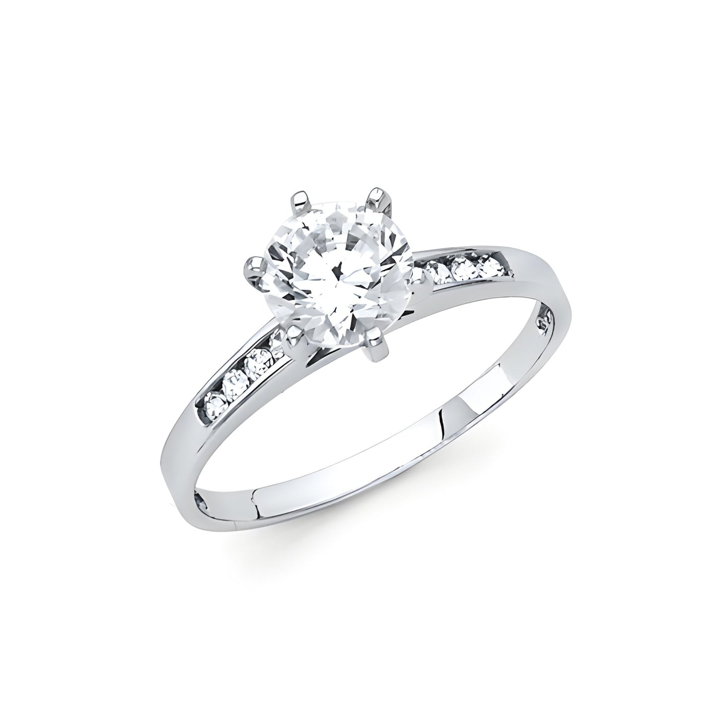 Cathedral-Set Round-Cut CZ Engagement Ring in Two-Tone 14K Yellow Gold