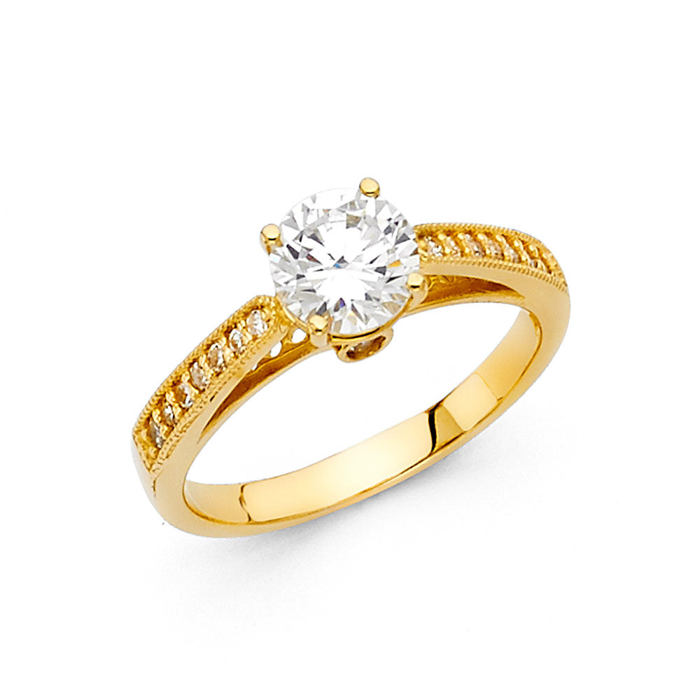 14K Yellow Gold Women’s Solitaire Design CZ Ring