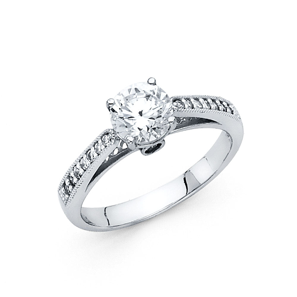 14K White Gold Women’s Solitaire Design CZ Ring