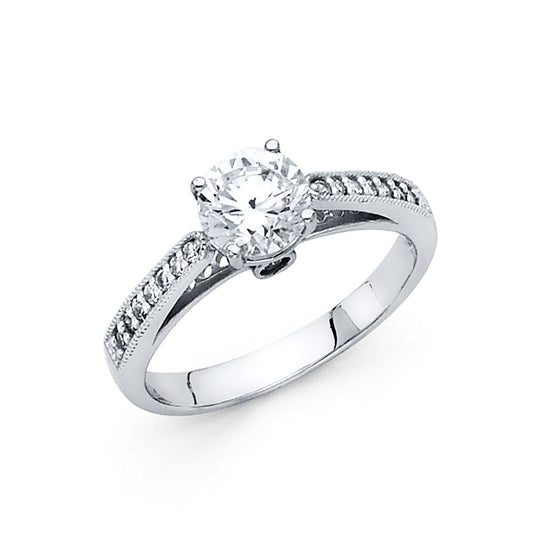 14K White Gold Women’s Solitaire Design CZ Ring
