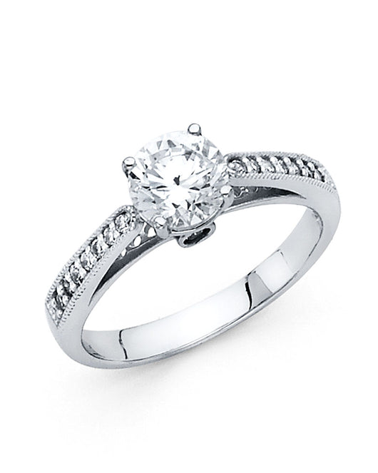 14K White Gold Women’s Solitaire Design CZ Ring