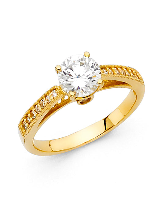 14K Yellow Gold Women’s Solitaire Design CZ Ring