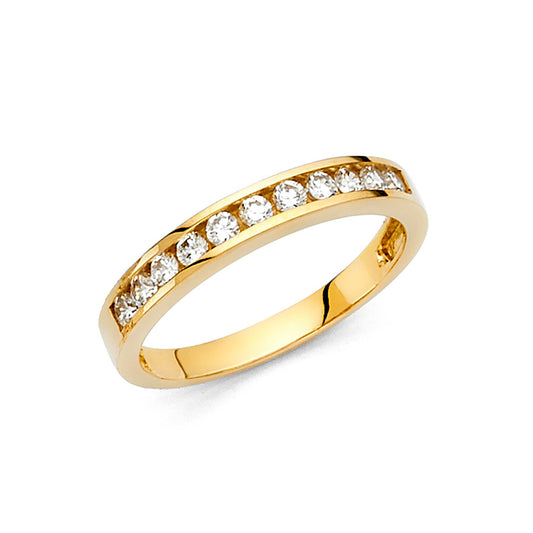 14K Yellow Gold CZ Channel Set Wedding Band