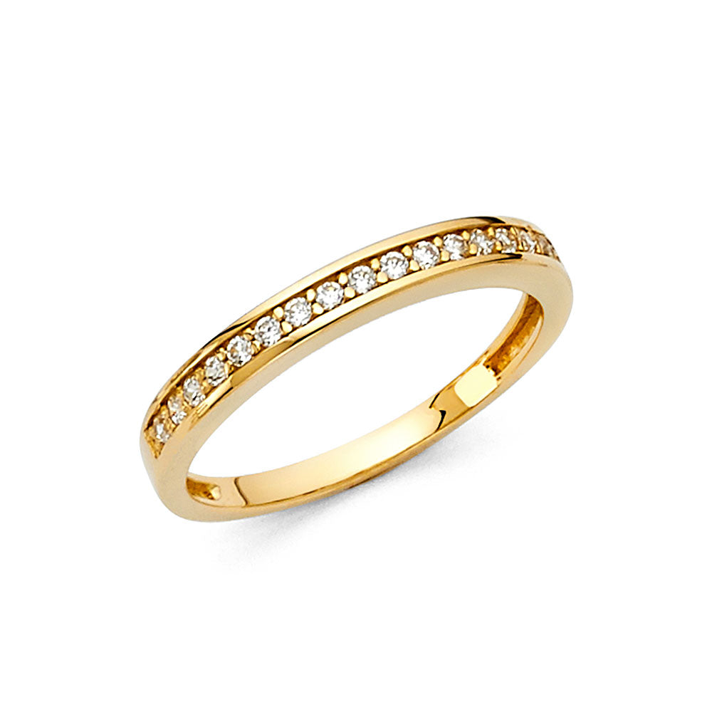 14K Yellow Gold CZ Channel Set Wedding Band