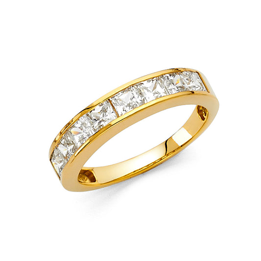 14K Yellow Gold CZ Channel Set Wedding Band
