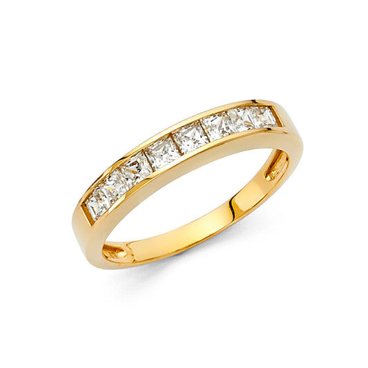 14K Yellow Gold CZ Channel Set Wedding Band