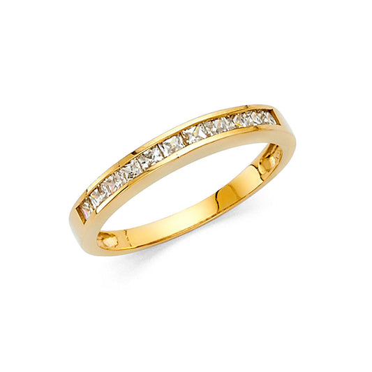 14K Yellow Gold CZ Channel Set Wedding Band