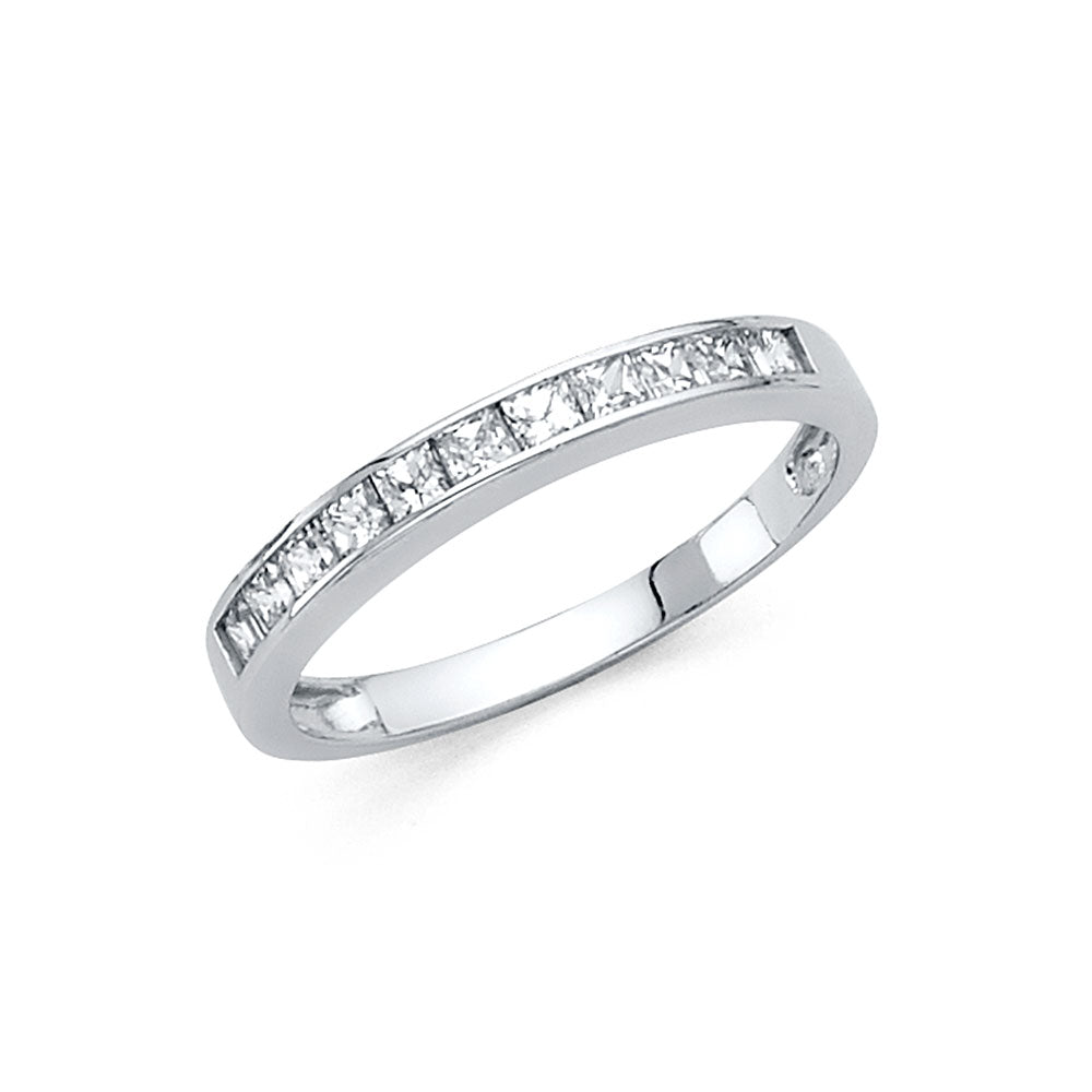 14K White Gold CZ Channel Set Wedding Band