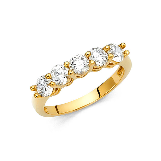 14K Yellow Gold CZ Prong Set Wedding Band