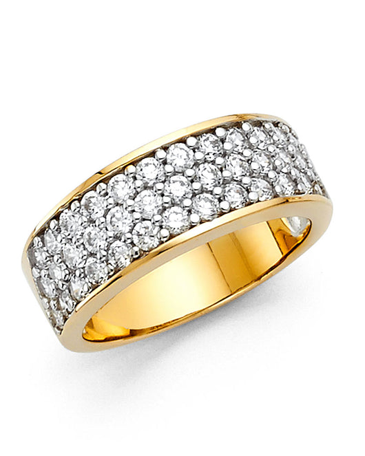 14K Yellow Gold Pavé-Set Round CZ Wedding Band