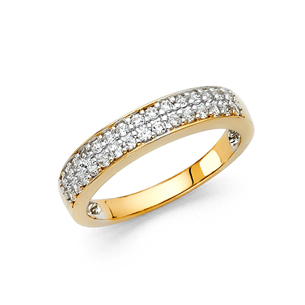 14K Yellow Gold Pavé CZ Wedding Band