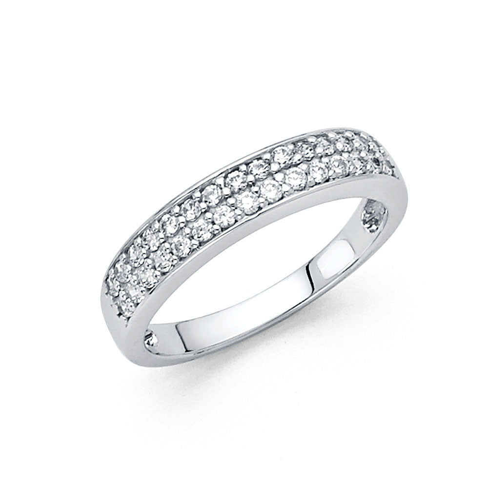 14K White Gold Pavé CZ Wedding Band