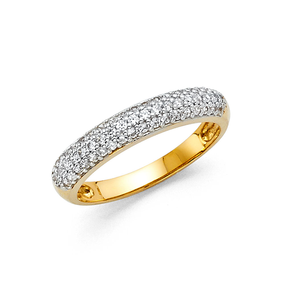 14K Yellow Gold Pavé CZ Wedding Band