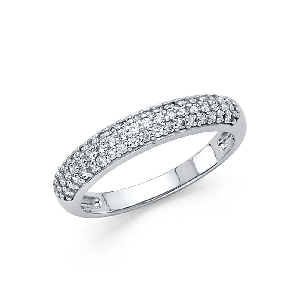 14K White Gold Pavé CZ Wedding Band